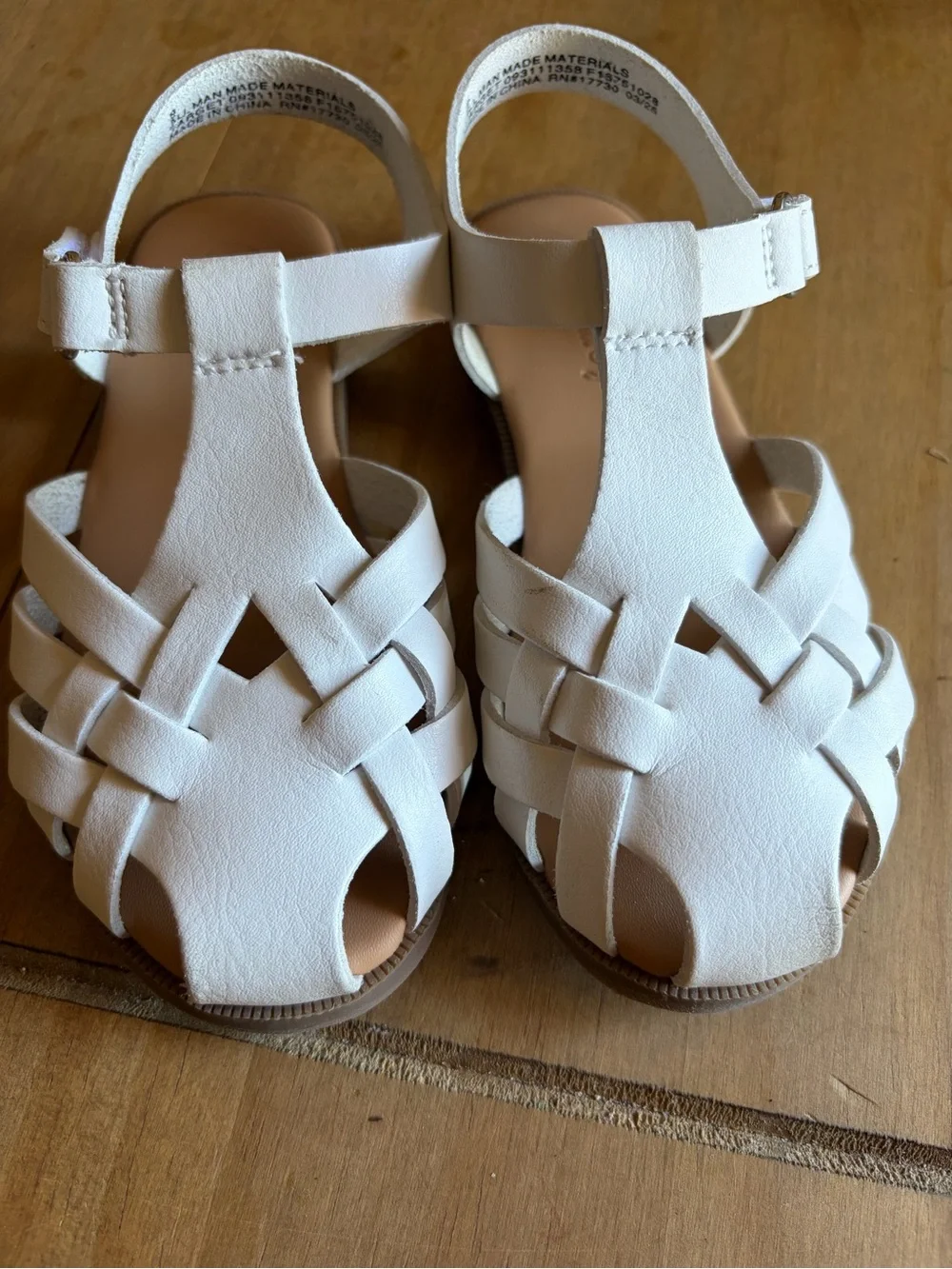 Cat & Jack White Braided T-Strap Kids Sandals